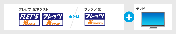 フレッツ 光ネクストまたはフレッツ 光※1 + テレビ