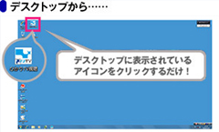 デスクトップから…デスクトップに表示されているアイコンをクリックするだけ!