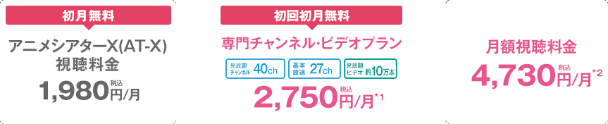  AjVA^[X(AT-X)  1,980~/iōj+ 񏉌 `lErfIv u`l40chvu{27chvurfI 10{v2,750~/iōj= z 4,730~/iōj