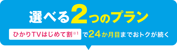 選べる2つのプラン ひかりTVはじめて割(※1)で24か月目までおトクが続く