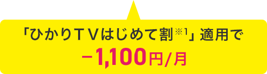 「ひかりＴＶはじめて割※1」適用で-1,100円/月